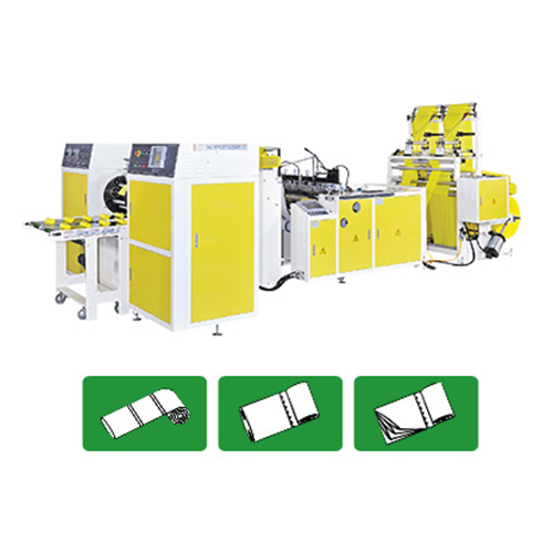High Speed 2 Lines Perforating Coreless Bags On Roll Making Machine with In-line Triangle Folding Devices by Servo Motors Control Model: CW-800R-SV